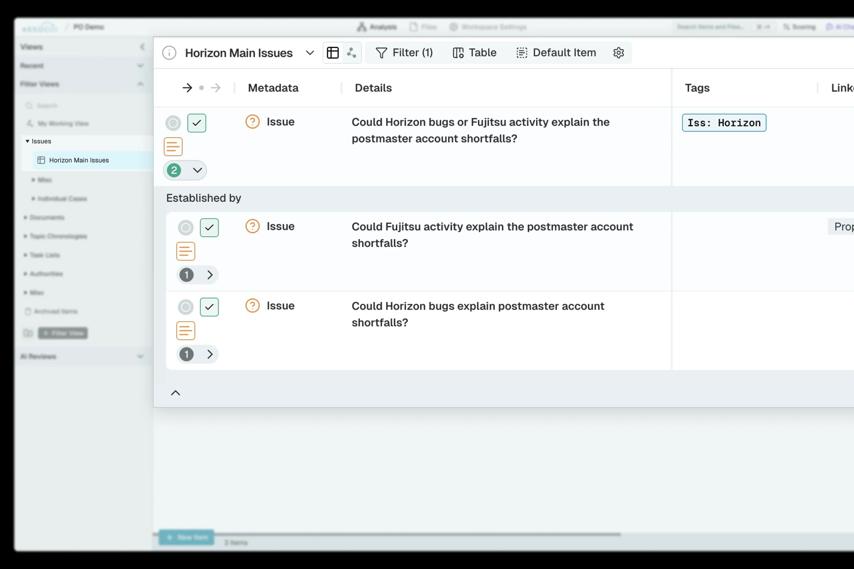 Define issues and sub-issues